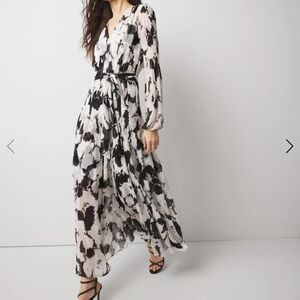 Floral Wrap Dress in Black and Orange